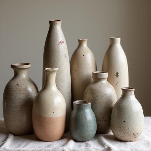 A collection of handmade artisan vases with unique glazes.